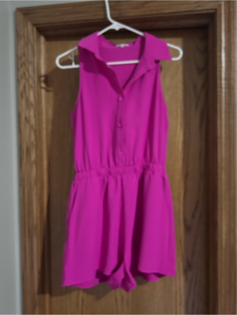 TCEC Fuchsia Sleeveless Collared Romper